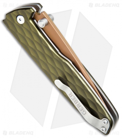 Gerber One-Flip Liner Lock Knife Green (3.2" Bronze) 30-001353