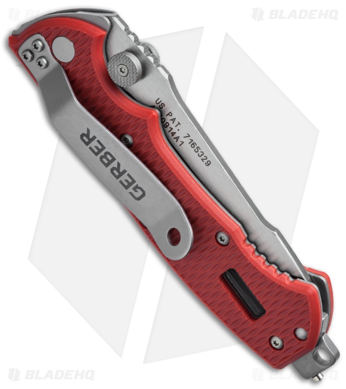 Gerber Hinderer Rescue Knife Red (3.5" Satin Serr) 22-01534