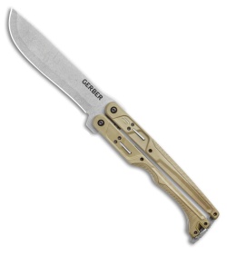 Gerber Doubledown QuadLock Folding Machete Knife Green (6.8&quot; Stonewash) | 116317