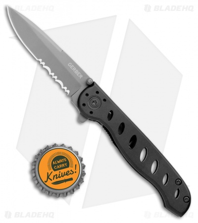 Gerber EVO Liner Lock Knife Black Aluminum (2.75" Gray Serr)