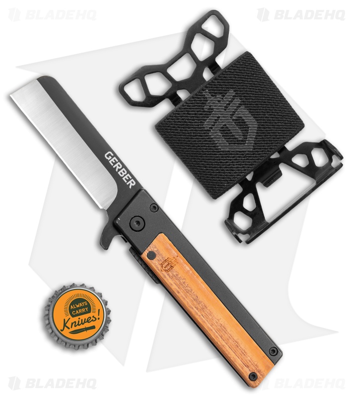 Gerber Quadrant Flipper Frame Lock Knife Bamboo + Barbill Wallet Clam Pack