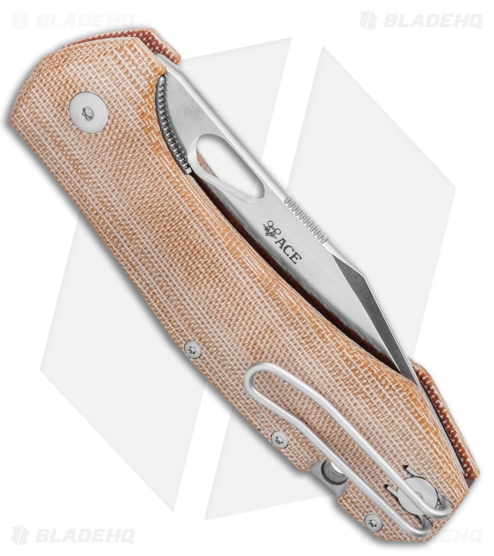 GiantMouse Vox/Anso ACE Grand Knife Natural Micarta (3.4" Satin)