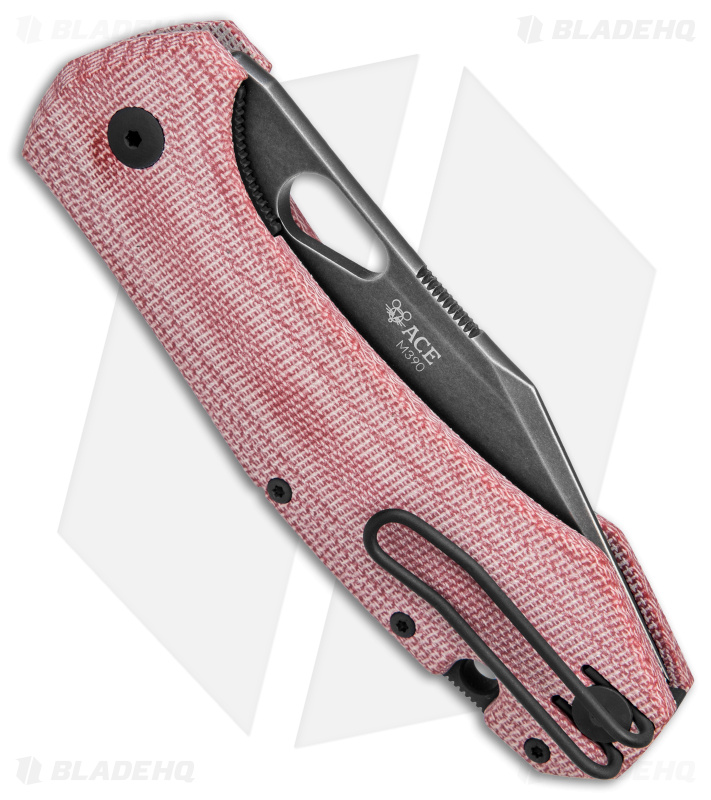 GiantMouse Vox/Anso ACE Grand Liner Lock Knife Red Micarta (3.4" Black SW)