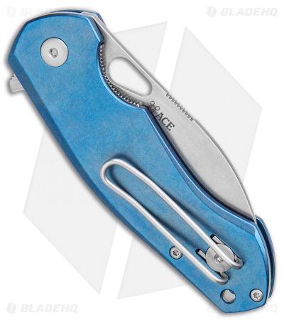 GiantMouse Vox/Anso ACE Biblio Flipper Knife Blue Ti (2.9" Satin M390)