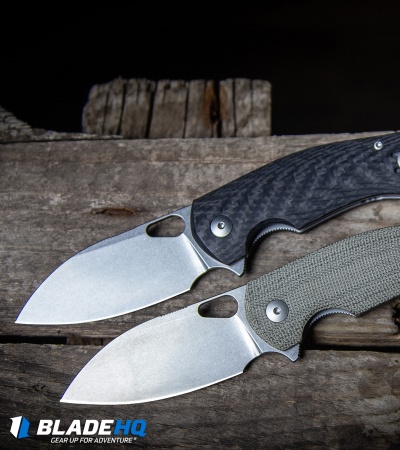 GiantMouse Vox/Anso ACE Biblio Flipper Knife Green Micarta (2.9" Stonewash M390)
