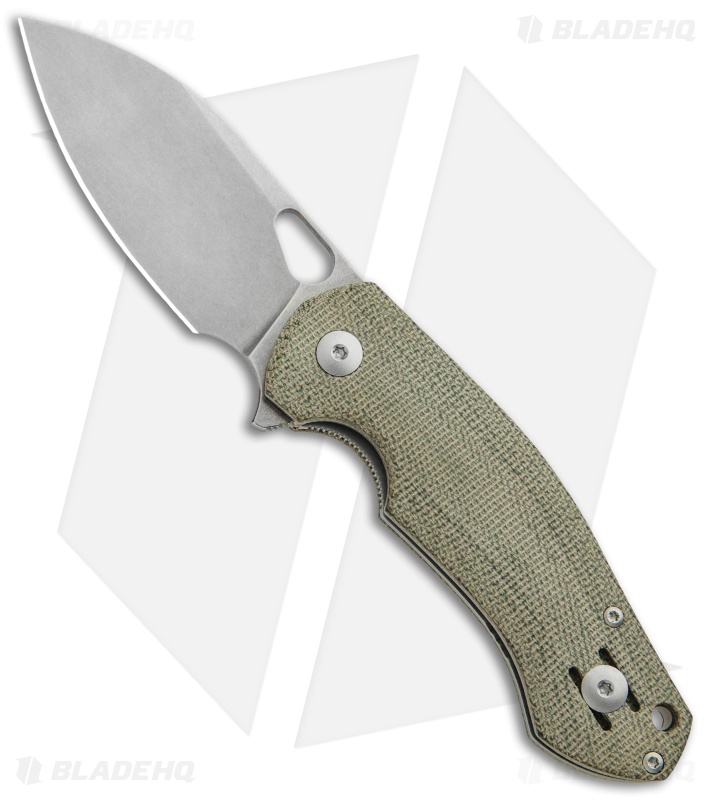 GiantMouse ACE Biblio - Flipper Knife | Green Micarta | Blade HQ