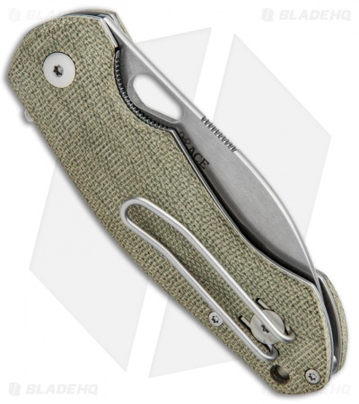 GiantMouse Vox/Anso ACE Biblio Flipper Knife Green Micarta (2.9" Stonewash M390)