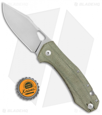 GiantMouse Vox/Anso ACE Grand Knife Green Canvas Micarta (3.4" Stonewash)
