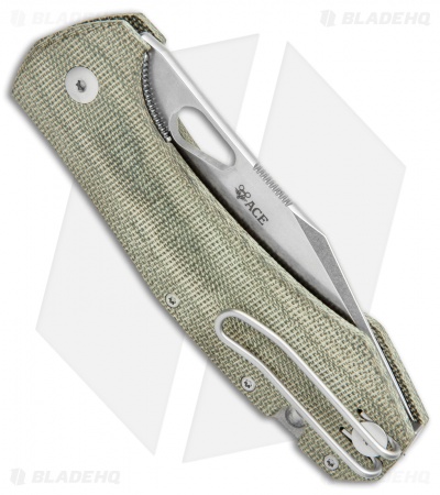 GiantMouse Vox/Anso ACE Grand Knife Green Canvas Micarta (3.4" Stonewash)