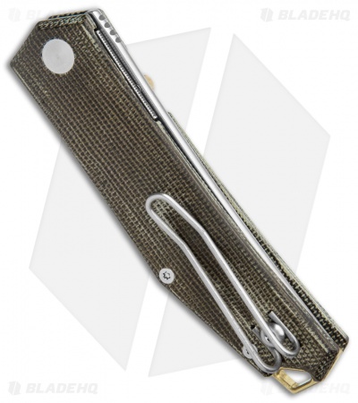 GiantMouse Vox/Anso ACE Clyde Liner Lock Knife Green Micarta/Brass (3" SW)
