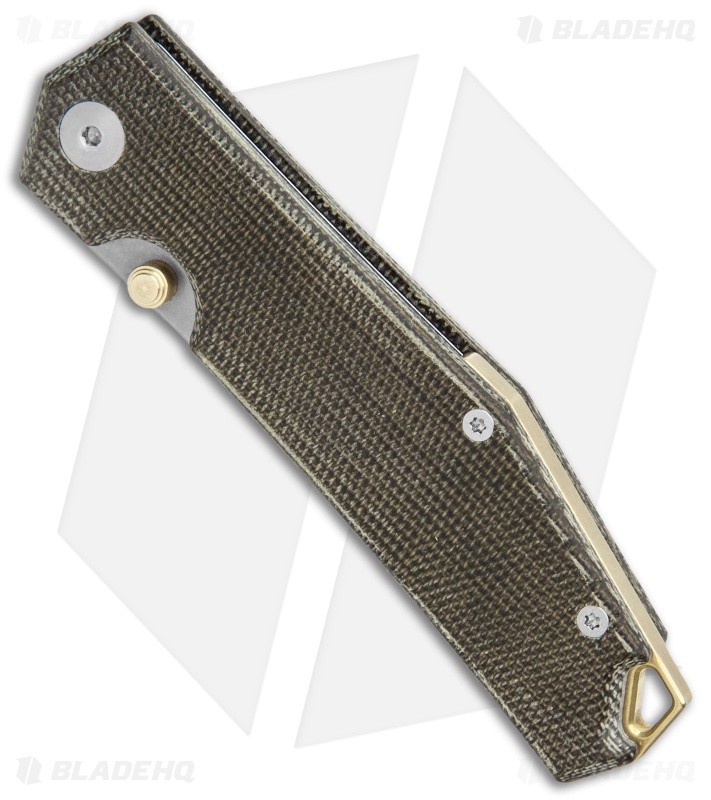 GiantMouse Vox/Anso ACE Clyde Liner Lock Knife Green Micarta/Brass (3" SW)