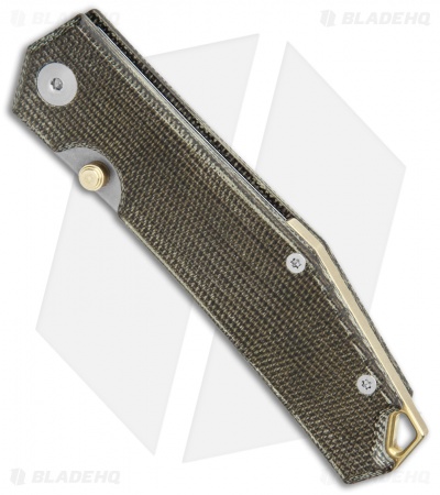 GiantMouse Vox/Anso ACE Clyde Liner Lock Knife Green Micarta/Brass (3" SW)