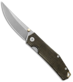 GiantMouse Vox/Anso ACE Clyde Liner Lock Knife Green Micarta/Brass (3" SW)