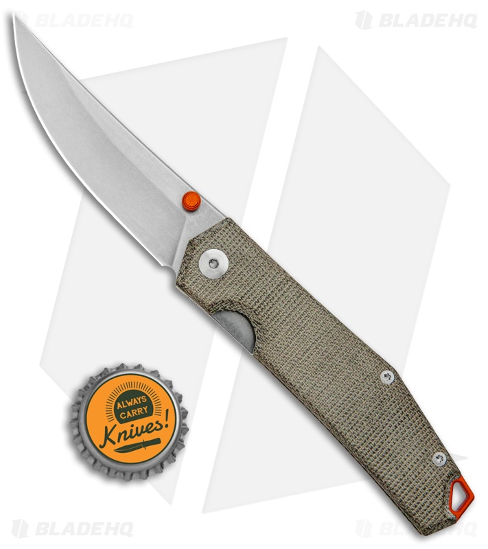 GiantMouse Vox/Anso ACE Clyde Liner Lock Knife Green Micarta (3" Stonewash)
