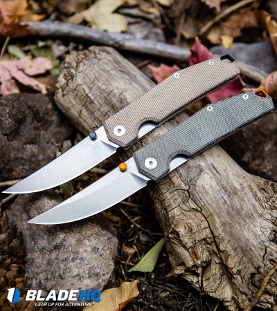 GiantMouse Vox/Anso ACE Clyde Liner Lock Knife Green Micarta (3" Stonewash)