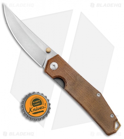GiantMouse Vox/Anso ACE Clyde Liner Lock  Knife Natural Micarta (3" Stonewash)