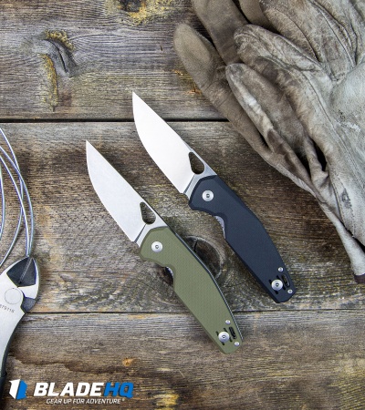 GiantMouse Vox/Anso ACE Nimbus V2 Liner Lock Knife  Green Micarta (3" Satin)