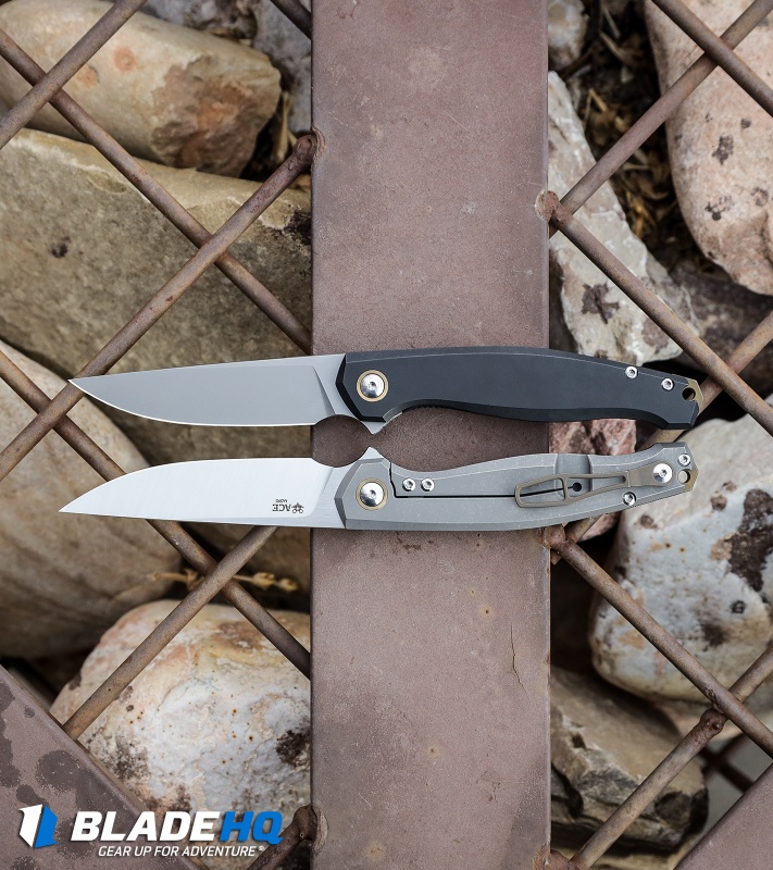 GiantMouse Vox/Anso ACE Sonoma Frame Lock Knife Black PVD Ti (3.3" Stonewash)