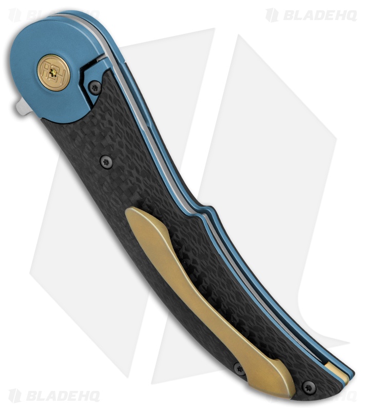 HEAdesigns Equilibrium V2 Bolster Lock Flipper Knife Carbon Fiber/Blue Ti