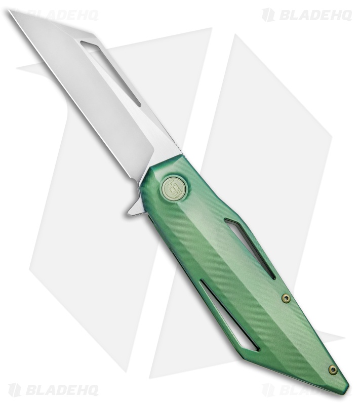 HEAdesigns Wingman Flipper Frame Lock Knife Green Titanium (3.5" Two-Tone)