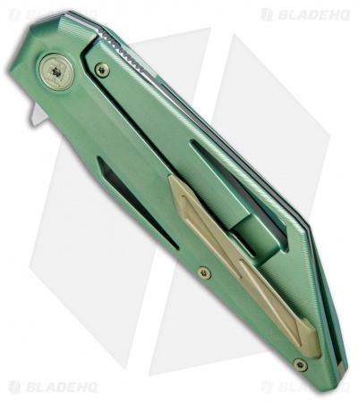 HEAdesigns Wingman Flipper Frame Lock Knife Green Titanium (3.5" Two-Tone)