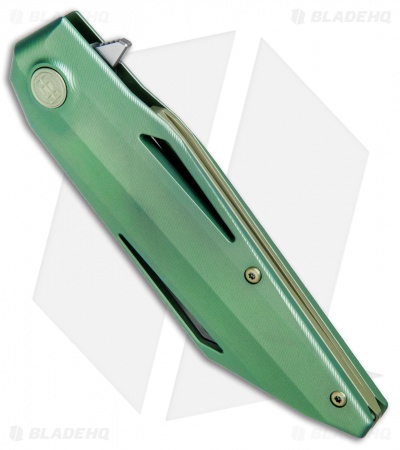HEAdesigns Wingman Flipper Frame Lock Knife Green Titanium (3.5" Two-Tone)