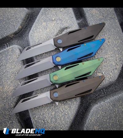HEAdesigns Wingman Flipper Frame Lock Knife Green Titanium (3.5" Two-Tone)