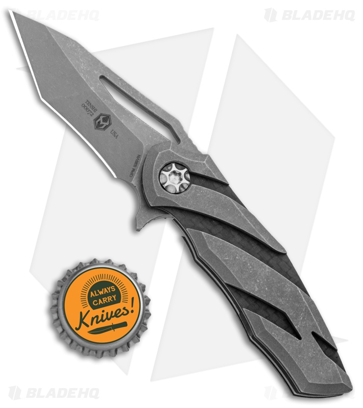 Heretic Knives Dew Hara Tenshi Liner Lock Knife Battleworn Ti/CF (2.5" SW)