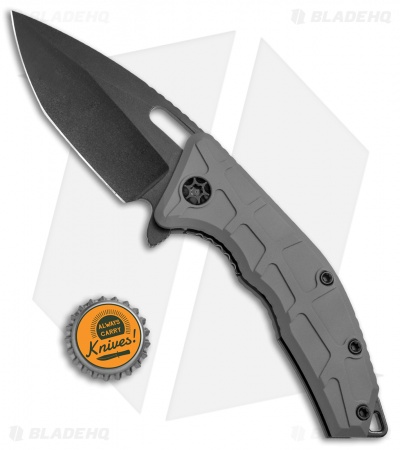 Heretic Knives Martyr Liner Lock Knife Gray Aluminum (3" Black)