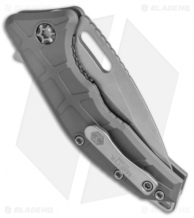 Heretic Knives Martyr Liner Lock Knife Gray Aluminum (3" Stonewash)