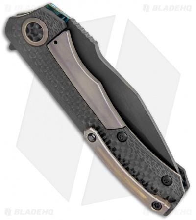 Heretic Knives Wraith Flipper Knife Carbon Fiber Chemtina Brass (3.6" Black)