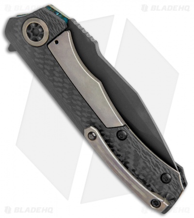 Heretic Knives Wraith Tanto Knife Carbon Fiber Chemtina Brass (3.6" Black)