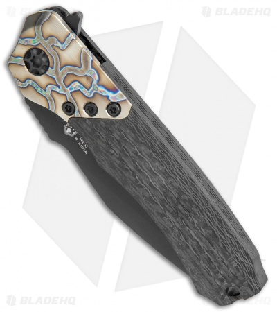 Heretic Knives Wraith Flipper Knife Carbon Fiber Flamed Ti (3.6" Black)