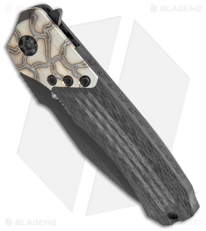 Heretic Knives Wraith Tanto Flipper Knife Carbon Fiber Flamed Ti (3.6" Black)