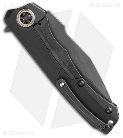 Heretic Knives Wraith Flipper Knife Black Aluminum CF Ti Flamed (3.625" Black)