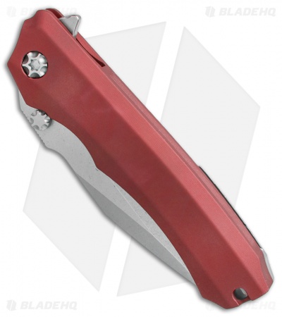 Heretic Knives Wraith Flipper Knife Red Aluminum (3.625" Stonewash)