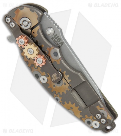 Hinderer Knives Jurassic Gears Frame Lock Knife OD Green G-10 (3.375" Working)