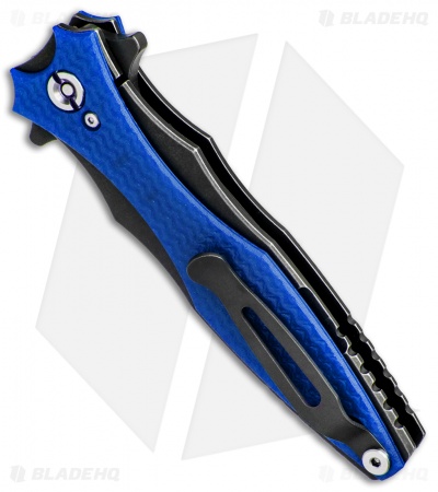 Hinderer Knives Maximus Dagger Flipper Knife Blue G-10 (3.5" Battle Black)