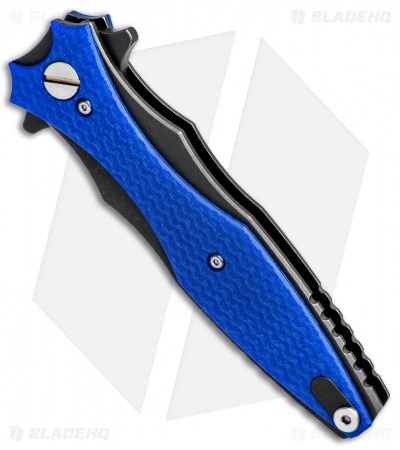 Hinderer Knives Maximus Dagger Flipper Knife Blue G-10 (3.5" Battle Black)