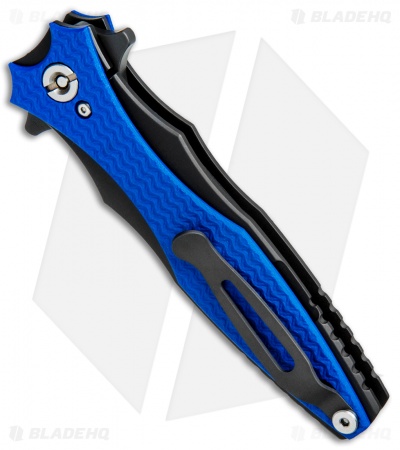 Hinderer Knives Maximus Dagger Flipper Knife Blue G-10 (3.5" DLC Black)