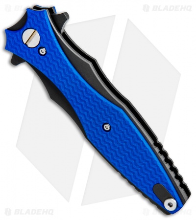 Hinderer Knives Maximus Dagger Flipper Knife Blue G-10 (3.5" DLC Black)