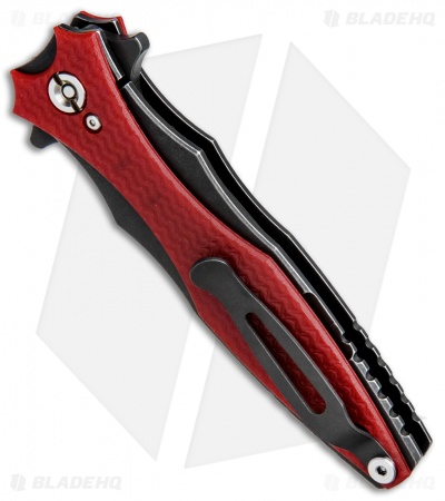 Hinderer Knives Maximus Dagger Flipper Knife Red G-10 (3.5" Battle Black)
