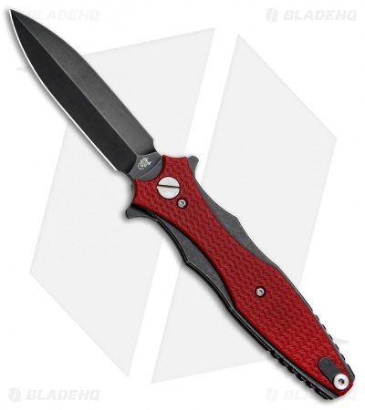 Hinderer Knives Maximus Dagger Flipper Knife Red G-10 (3.5" Battle Black)