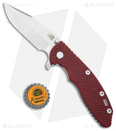 Hinderer Knives XM-18 3.5 Skinny Harpoon Spanto Knife Red G-10 (Stonewash)