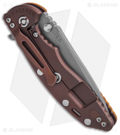 Hinderer Knives XM-18 3.5 Spearpoint Knife Bronze/Orange G-10 (Working)