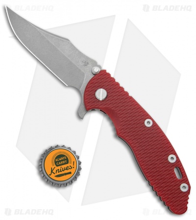 Hinderer Knives XM-18 3.5 Bowie Frame Lock Knife Red G-10 (Working)