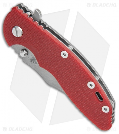 Hinderer Knives XM-18 3.5 Bowie Frame Lock Knife Red G-10 (Working)
