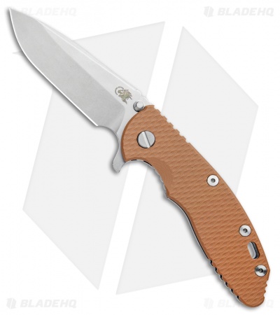 Hinderer Knives XM-18 3.5 Spear Point Flipper Coyote Brown G-10 (Stonewash)