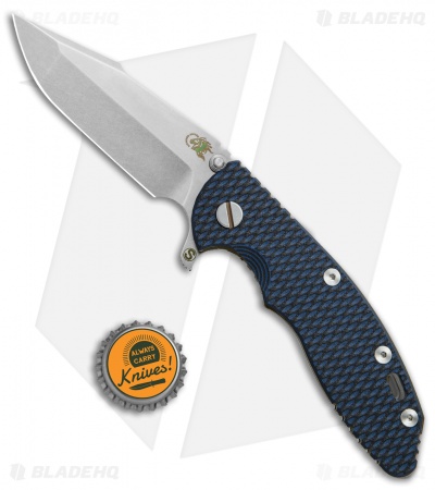 Hinderer Knives XM-18 3.5 Skinny Harpoon Spanto Knife Blue/Black G-10(Stonewash)