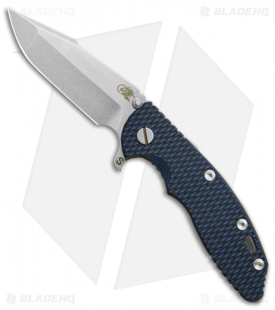 Hinderer Knives XM-18 3.5 Skinny Harpoon Spanto Knife Blue/Black G-10(Stonewash)